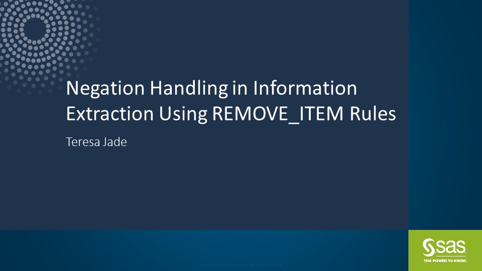Negation Handling in Information Extraction Using REMOVE_ITEM Rule