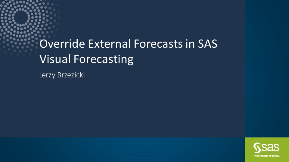 Override External Forecasts in SAS Visual Forecasting