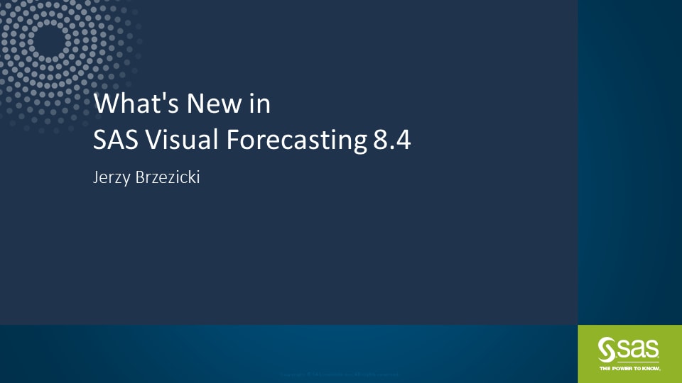 What's New in SAS Visual Forecasting 8.4