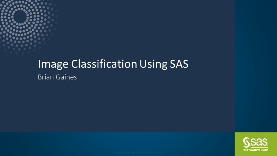 Image Classification Using SAS