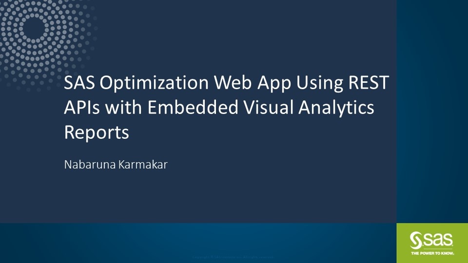 MSAS Optimization Web App Using REST APIs with Embedded Visual Analytics Reports