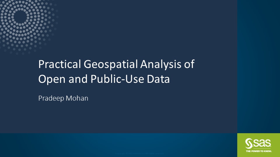 Practical Geospatial Analysis of Open and Public-Use Data