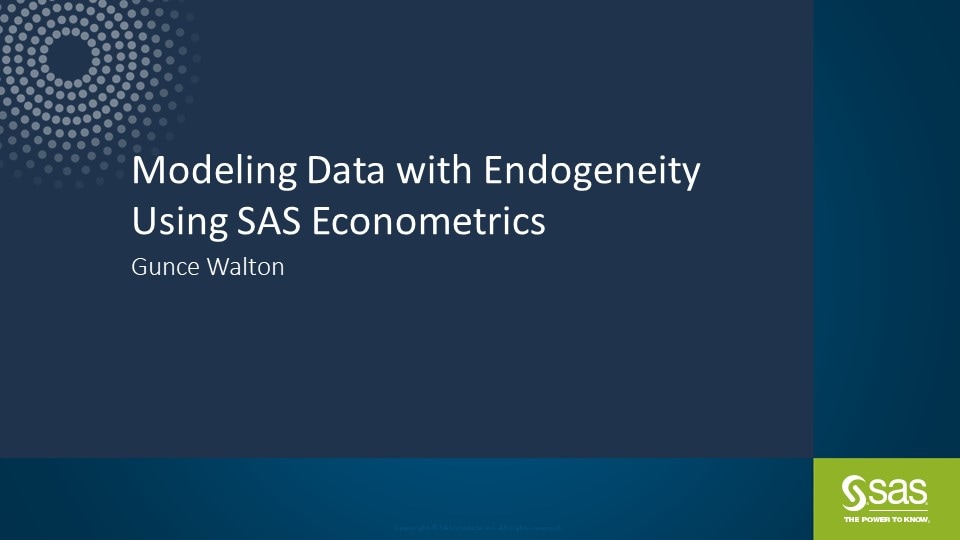 Modeling Data with Endogeneity Using SAS Econometrics