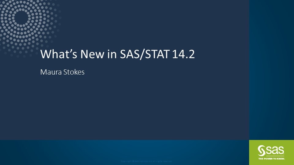 Whats New in SAS/STAT 14.2 