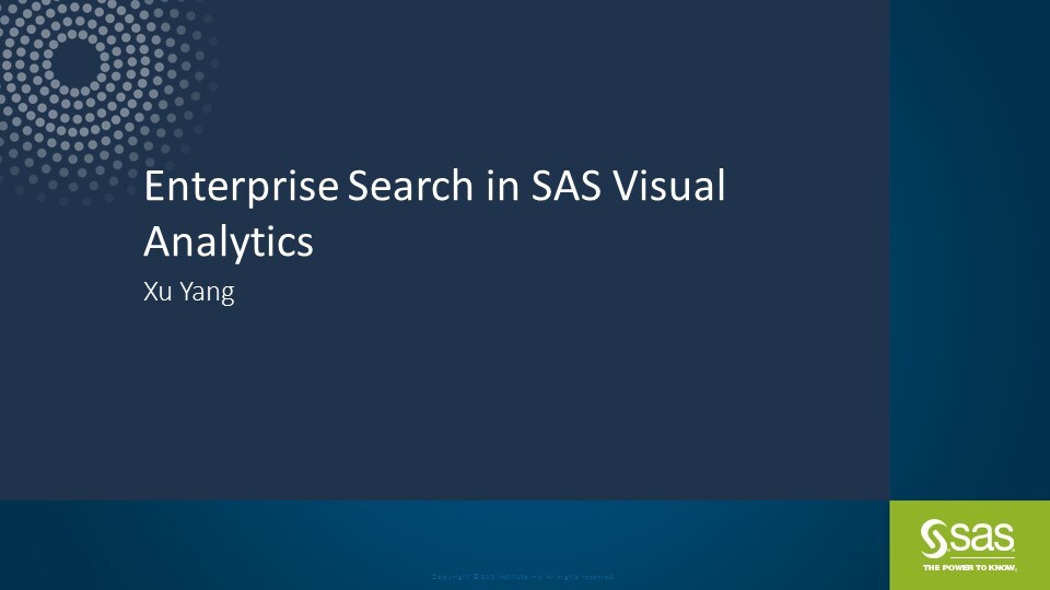 Enterprise Search in SAS Visual Analytics