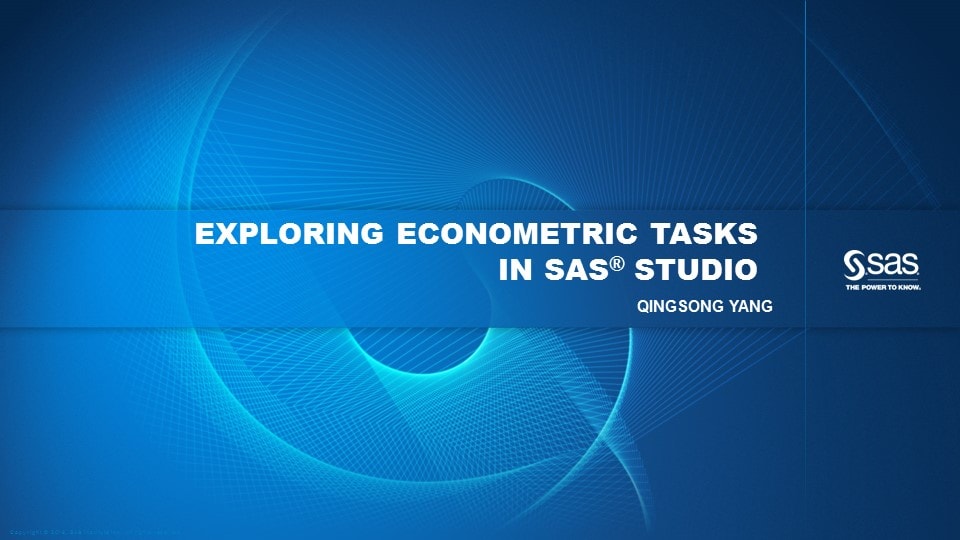  Exploring Econometric Tasks in SAS Studio