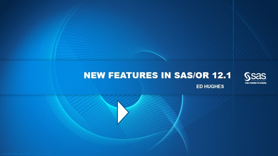 New Features in SAS/OR 12.1