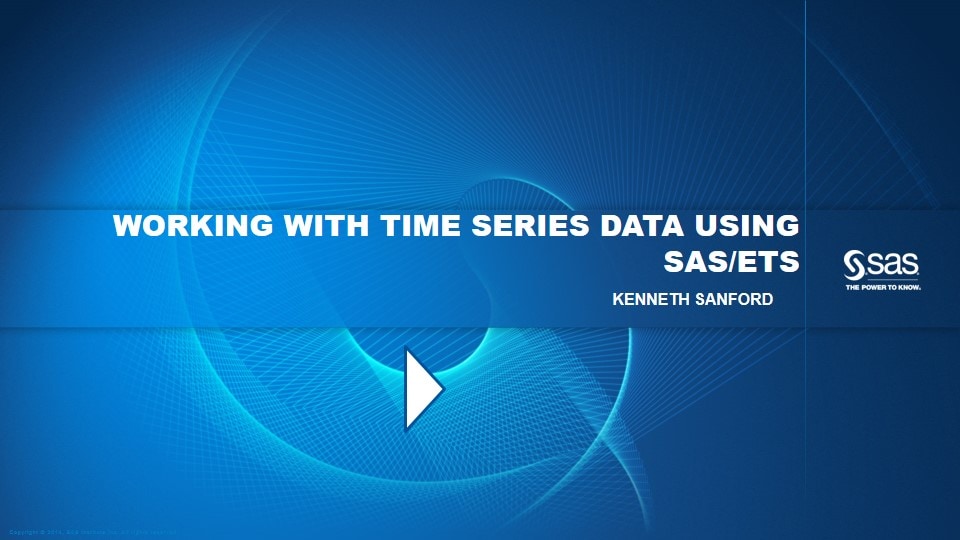 Working with Time Series Data Using SAS/ETS