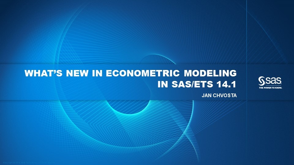 Whats New in Econometric Modeling in SAS/ETS 14.1