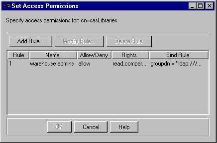Set Access Permissions window
