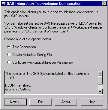 Integration Technologies Configuration window