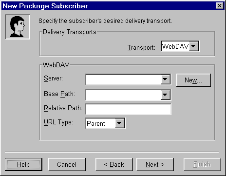 Package Subscriber wizard - WebDAV delivery transport