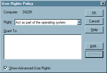 User Rights dialog