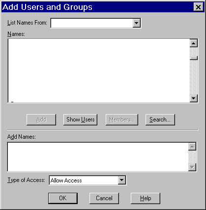 Add Users and Groups Dialog