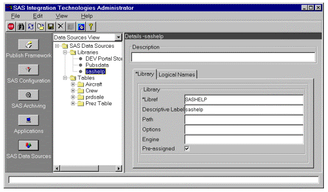 IT Administrator window; library details